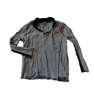(Women's 2XL) Lauren Active LRL Ralph Lauren 1/4 Zip Shirt Black White Striped